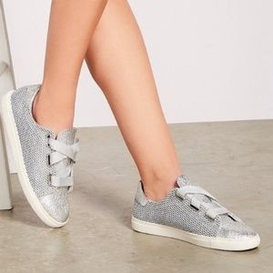 New Gianni Bini Harlita Glitter Metallic Sneakers